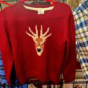 Red long sleeved sweatshirt with reindeer on front  size 2T Janie   and Jack